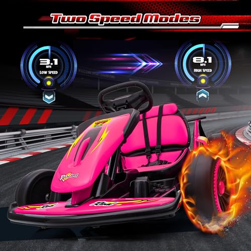 24V Electric Go Kart for Kids, 400W Drift Cart with EVA Tires, Red Y5542
