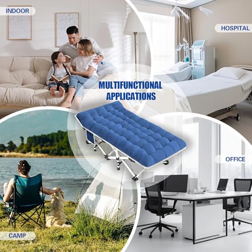 Camping Cot with Thick Pad, Folding Bed, Heavy Duty with Carry Bag I101
