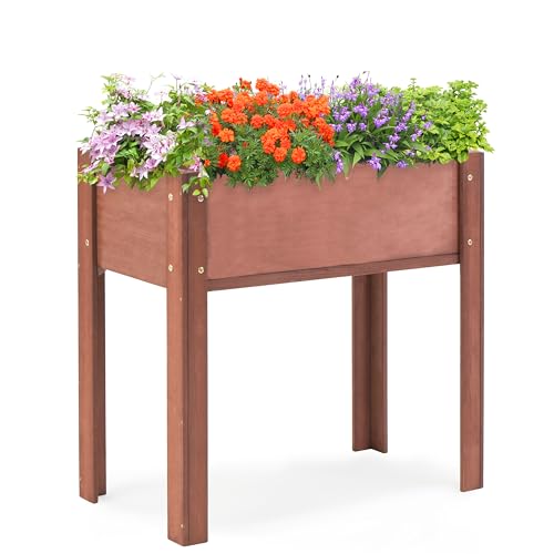 Raised Garden Bed with Legs 40x20x31 Outdoor Wood Planter Box N314255