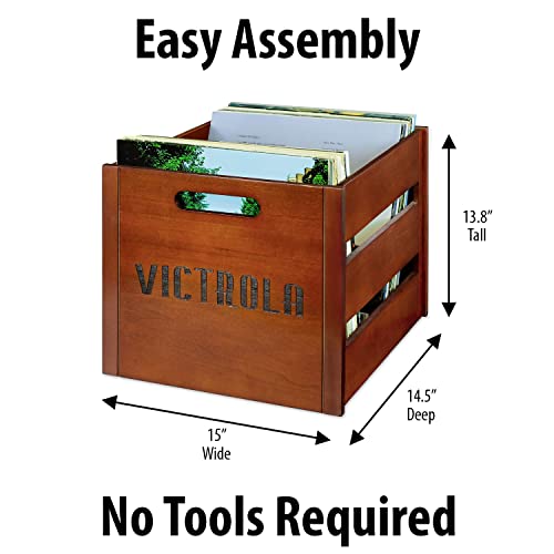 Victrola Wooden Record Crate Tabletop Vinyl Album Holder, Espresso P572466