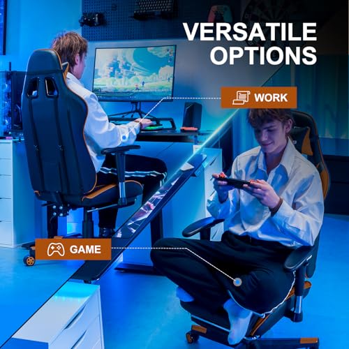 GTRACING Gaming Chair with Footrest, Blue R841