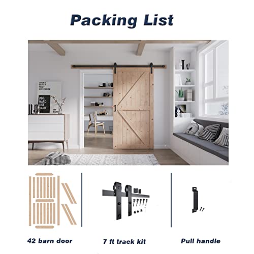 FREDBECK 48in x 80in Sliding Wood Barn Door with 8FT Hardware Kit V8036
