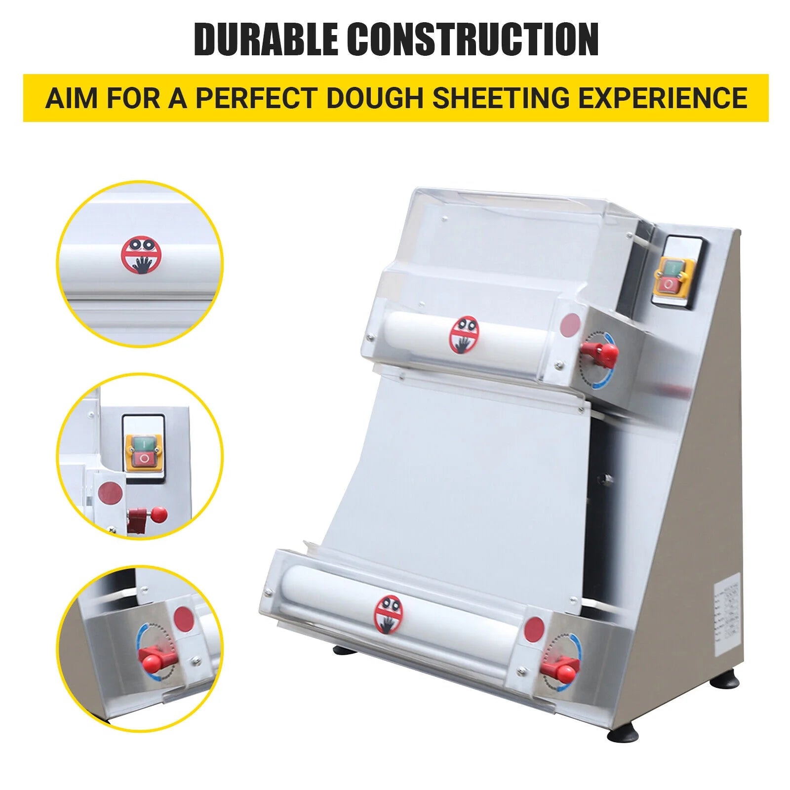 Fichiouy Pizza Press Machine 110V Automatic Dough Roller Sheeter A380