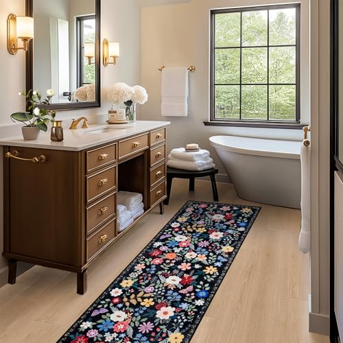 8x10 Floral Washable Area Rug for Living Room, Vintage Soft Non-Slip Carpet Z978379