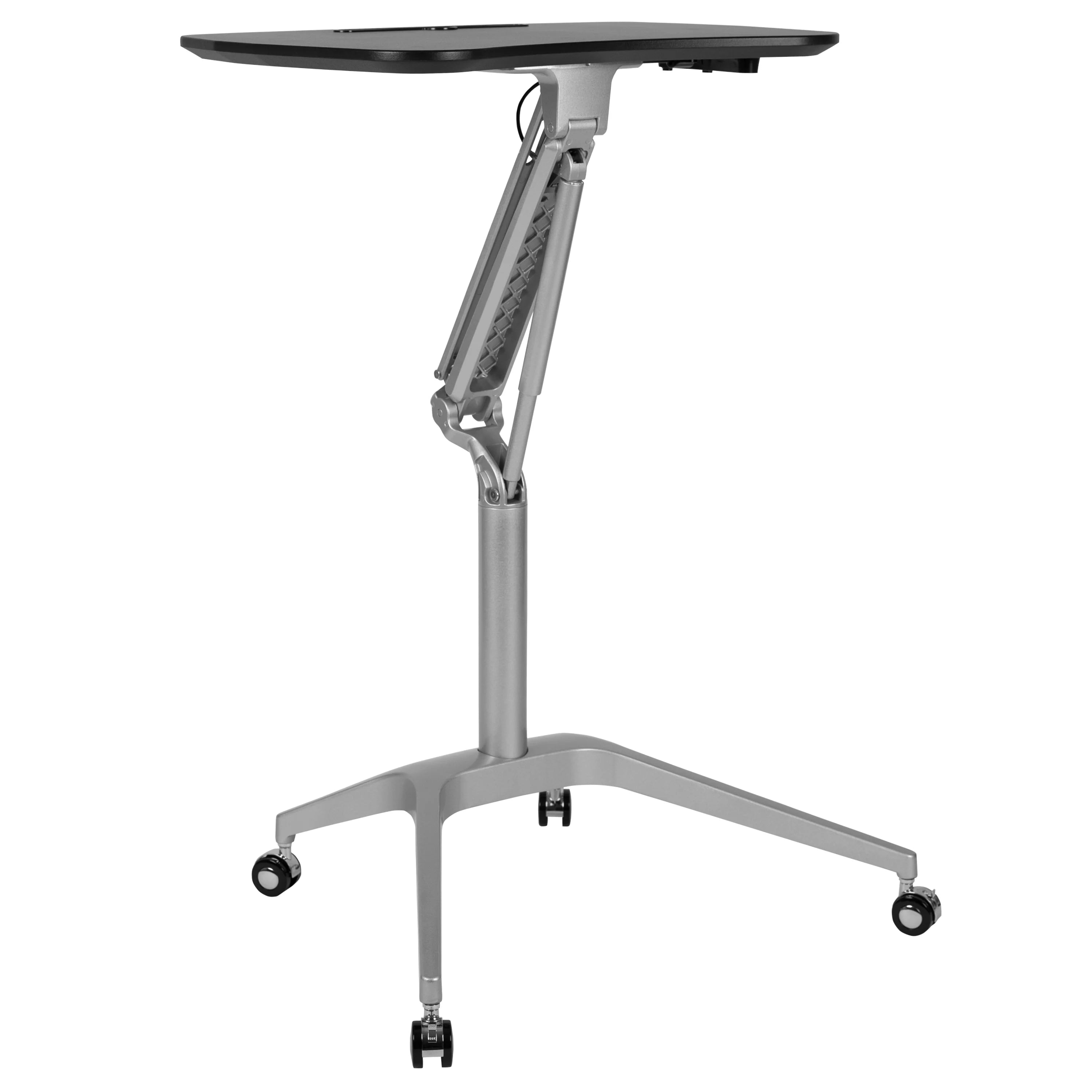 Emma + Oliver Mobile Sit-Stand Black Ergonomic Computer Desk H919