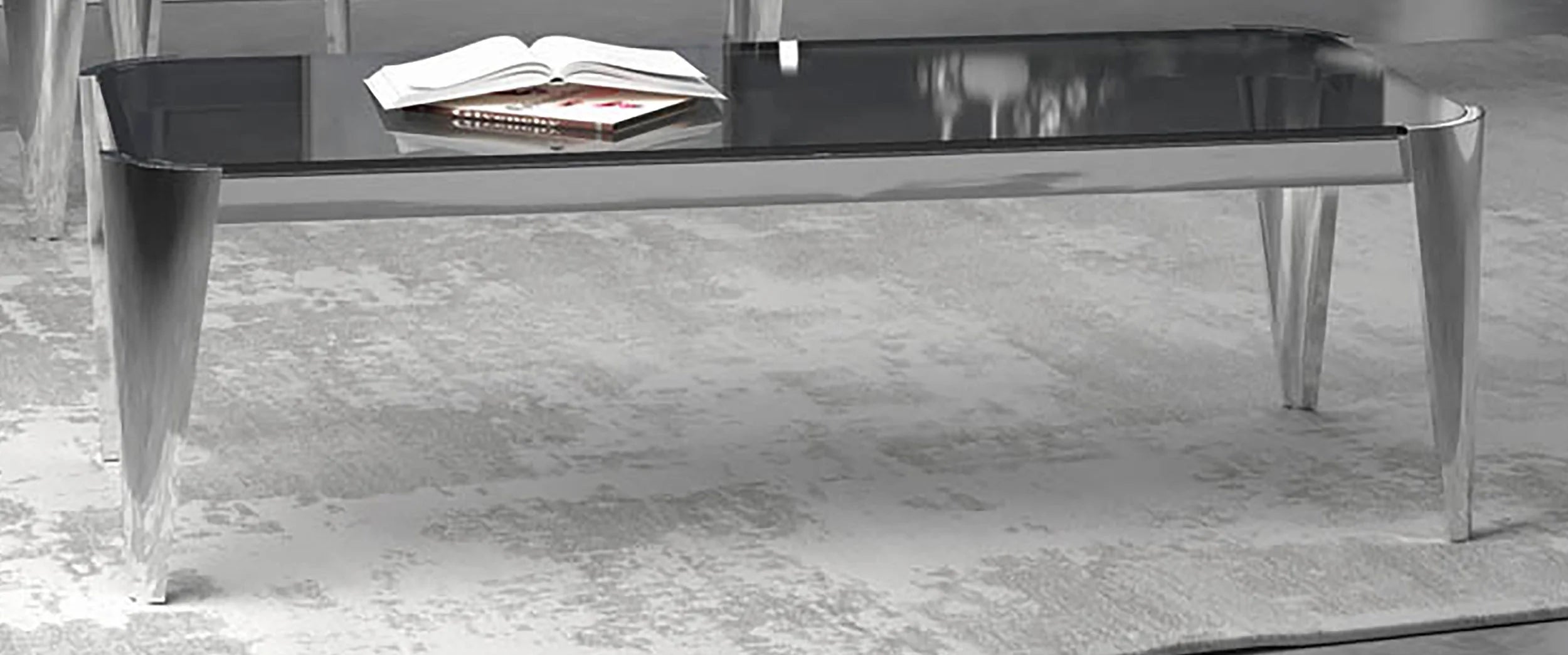 Silver Rectangle Glass Coffee Table B5318