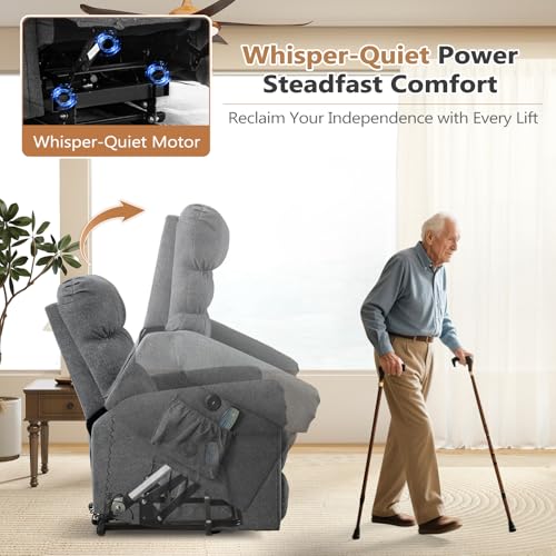 ANJ Large Power Lift Recliner Chair with Massage and Heat for Elderly, Camel Z8802
