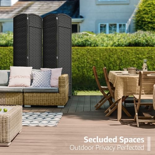 Sorbus 8-Panel Black Room Divider, 6 ft Tall Folding Privacy Screen T242
