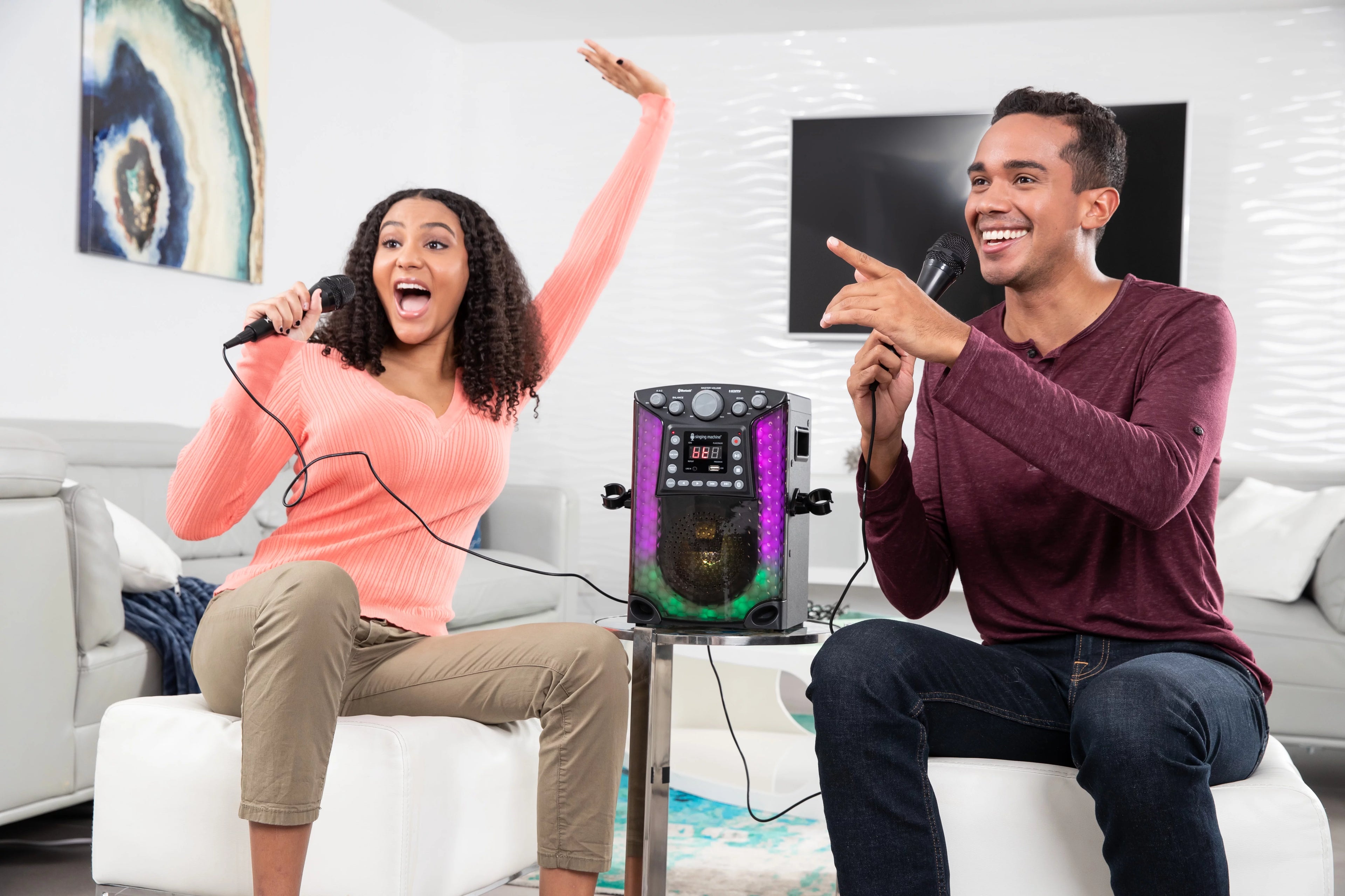 The Singing Machine SML633 Bluetooth Karaoke System with LED Lights, Black A216280