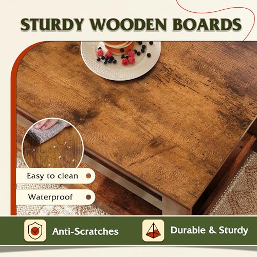 WLIVE Lift Top Coffee Table with Storage Shelf, Rustic Brown Z11463
