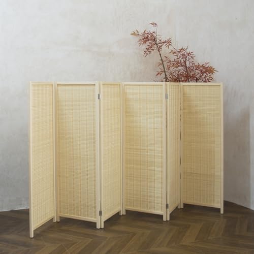 3 Panel Bamboo Room Divider, Double Sided, Brown, 47.2"H E393