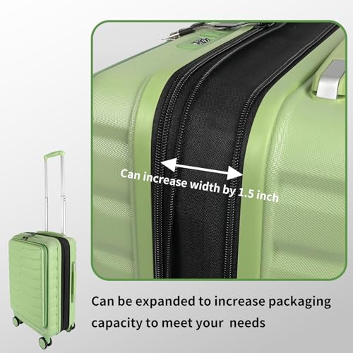 Lightweight 3-Piece Hardshell Luggage Set with Spinner Wheels & TSA Lock, Light Avocado Green B502471