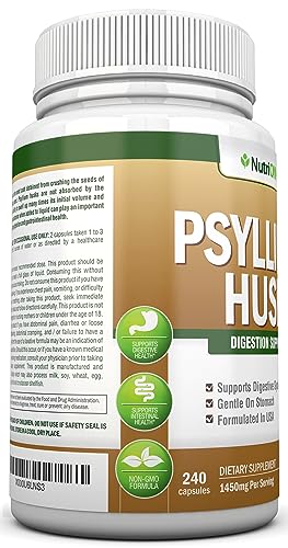 Psyllium Husk Capsules 1450mg Double Strength Fiber Supplement Q1517