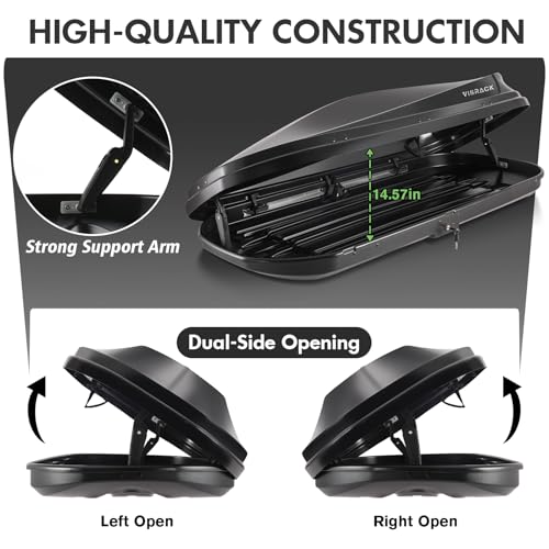Heavy Duty Hard Shell Rooftop Cargo Box, Waterproof, 62"L x 31"W x 15"H, Diamond Black Y830591