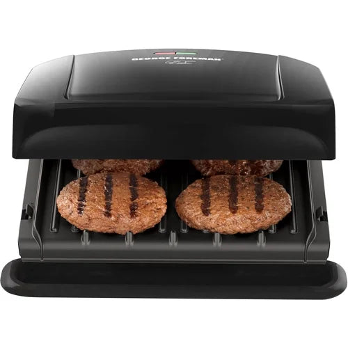 George Foreman 4-Serving Removable Plate Electric Grill and Panini Press, Black I517815