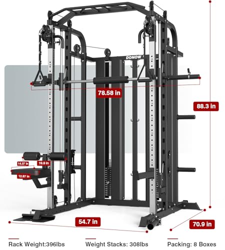 DONOW Smith Machine with Weight Stacks Power Cage Squat Rack Home Gym Y361
