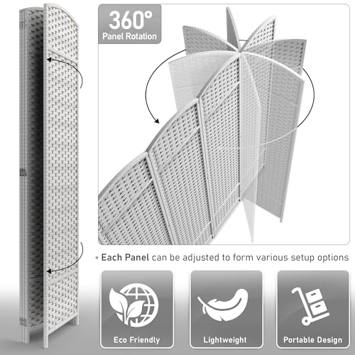 Sorbus 8-Panel Black Room Divider, 6 ft Tall Folding Privacy Screen T242