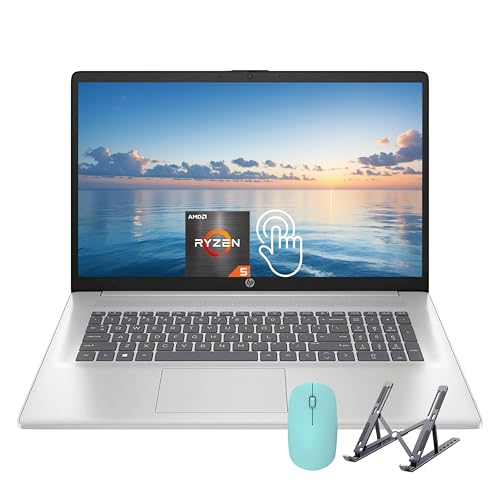HP 17.3 inch Laptop, AMD Ryzen 5 7530U Processor (Beats Intel Core i7-1065G7), 17.3" HD+ Touchscreen, 32GB RAM, 1TB SSD, Windows 11 Home, Wi-Fi, Bluetooth, Silver, Alpacatec Accessories (Renewed)