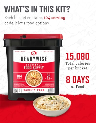 ReadyWise Emergency Food Supply 104 Servings Variety Pack Bucket A71005