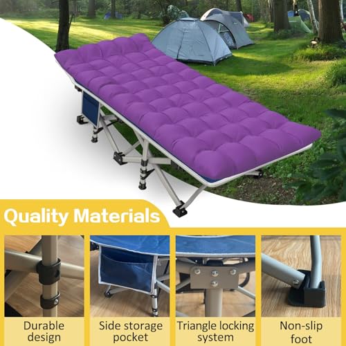 Camping Cot with Thick Pad, Folding Bed, Heavy Duty with Carry Bag I101
