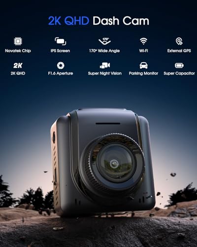 Dash Cam WiFi 2K Front Car Camera with App, Night Vision, Parking Monitor S184625