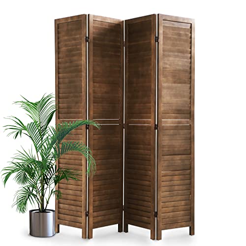 Wooden Room Divider 4 Panels Freestanding Partition for Home Office D5037