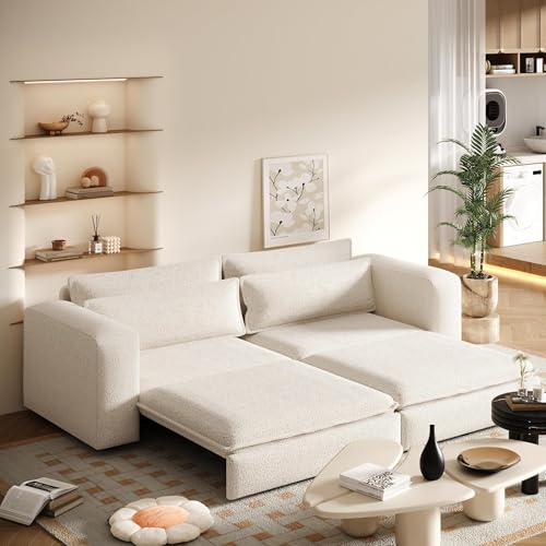 93" King Pull Out Sofa Bed with 2 Pillows, Blue Q21489