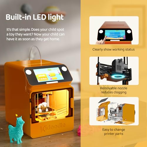 Kidoodle Mini 3D Printer for Kids & Beginners, Auto-Leveling, Touch Screen D392286