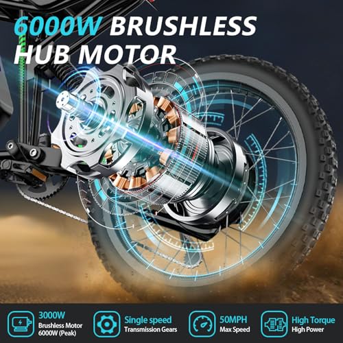 50MPH Electric Dirt Bike for Adults, 4000W, 60V25Ah, Full Suspension H888527