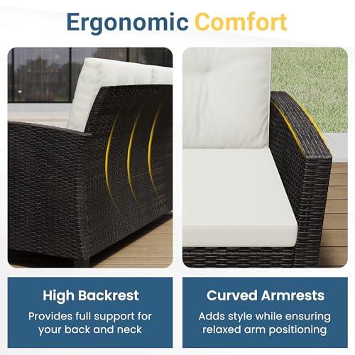 Wisteria Lane 4 Piece Outdoor Patio Furniture Set, Gray Rattan Sofa with Cushion P41861
