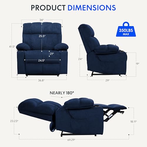 FLEXISPOT XL31 Power Lift Recliner Chair for Elderly, Electric Massage & Heat, PU Leather, Black C786106