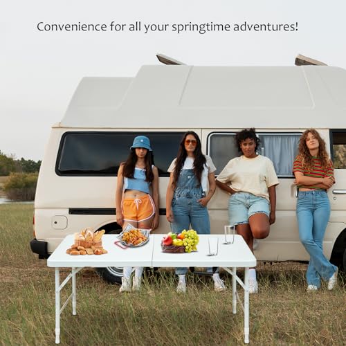 Portable Plastic Folding Table 4ft Heavy Duty Indoor Outdoor Y145657