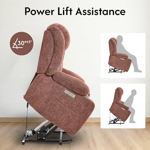 FLEXISPOT XL31 Power Lift Recliner Chair for Elderly, Electric Massage & Heat, PU Leather, Black C786106
