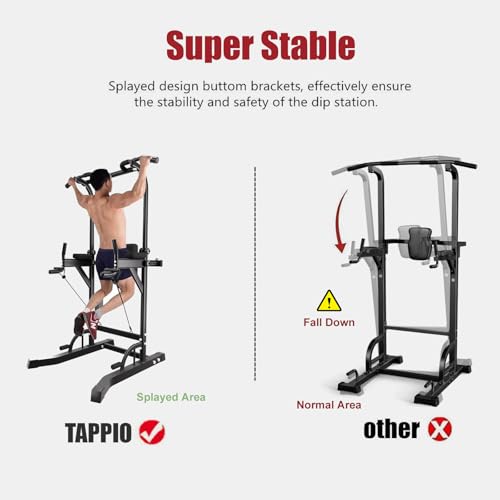 Power Tower Pull Up Bar for Home Gym, Adjustable Height Dip Station S18236