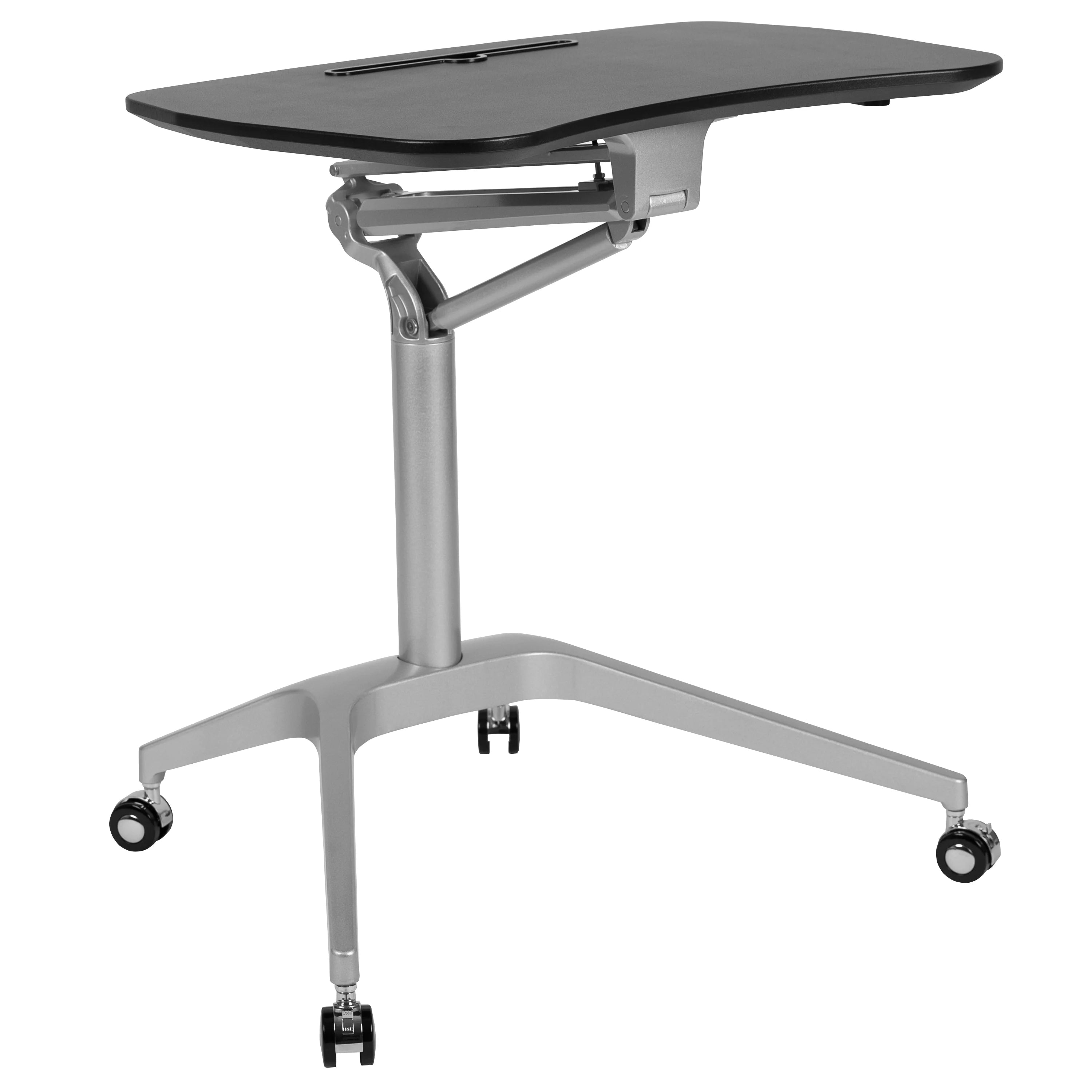 Emma + Oliver Mobile Sit-Stand Black Ergonomic Computer Desk H919