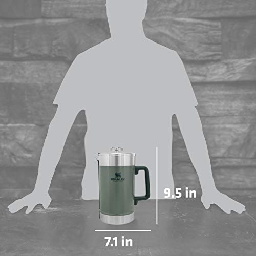 Stanley Classic Stay-Hot French Press Coffee Maker 48 oz, Insulated Stainless Steel, Hammertone Green L5297