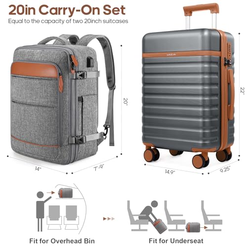 Luggage Sets 3 Piece, Carry On 20 Inch Hardside Suitcase with Spinner Wheels and TSA Lock J67858
