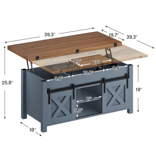 SEDETA Lift Top Coffee Table with Storage, Convertible Dining Table, Grey M719