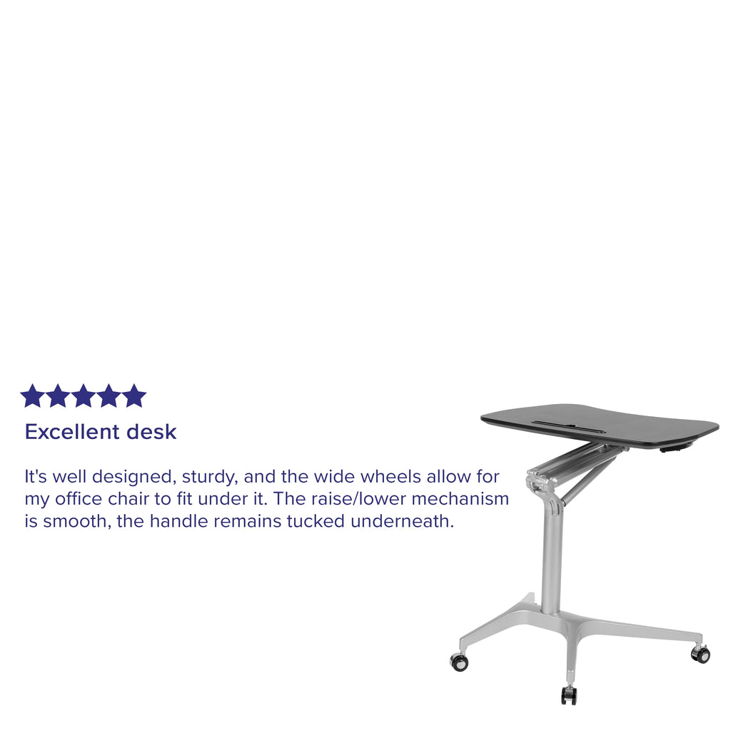 Emma + Oliver Mobile Sit-Stand Black Ergonomic Computer Desk H919