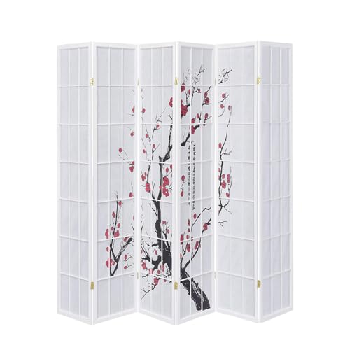 Legacy Decor 4-Panel Blossom Screen Portable Foldable Shoji Room Divider Black K541964