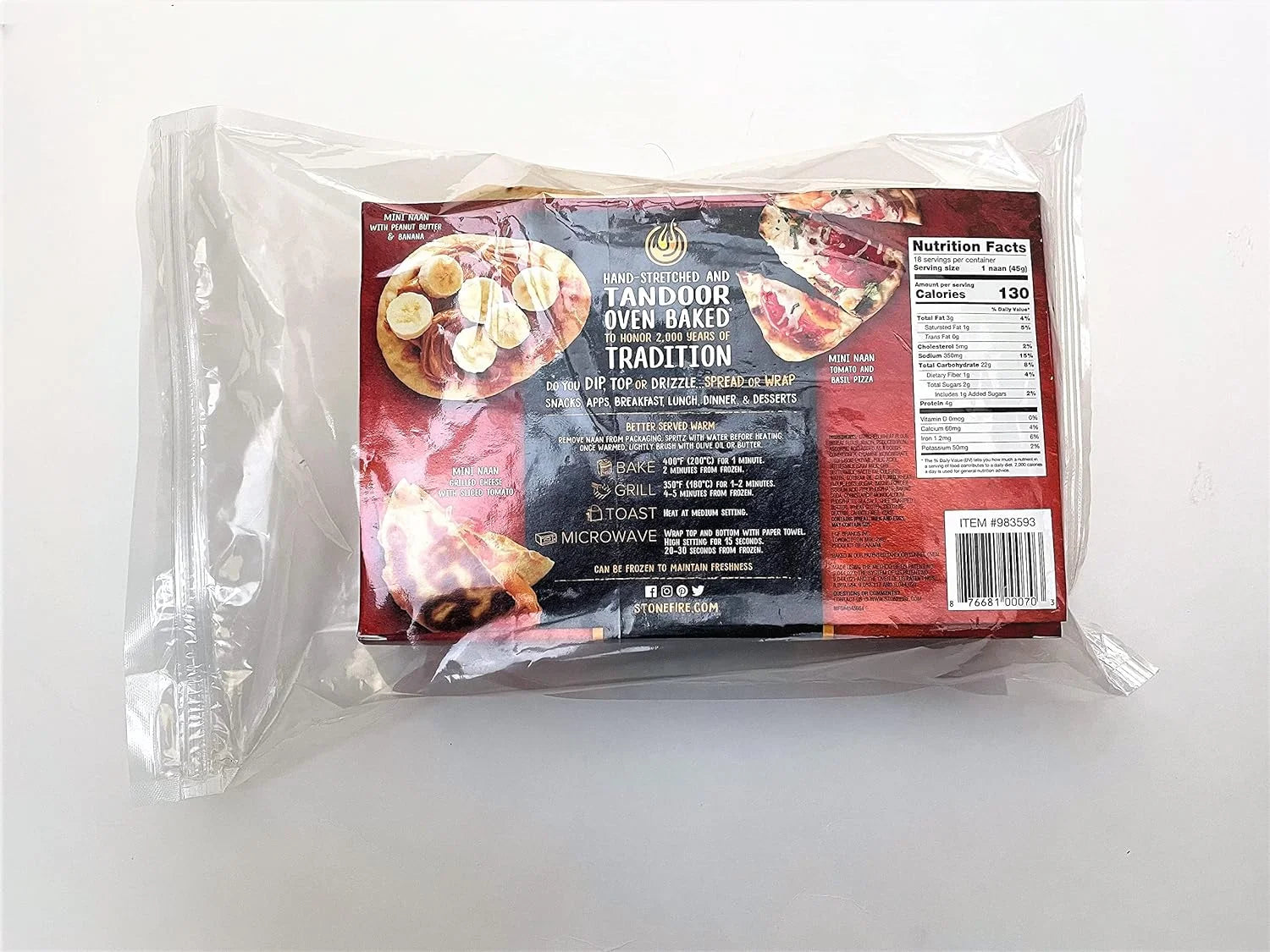 Mini Naan (Original) Authentic Flatbreads, 18 Count Resealable Pack L963818