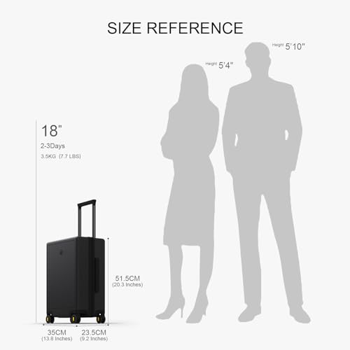 LEVEL8 Hard Shell Carry-On Luggage with TSA Lock, 20 Inch, Black V41961