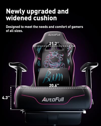 AutoFull C3 Gaming Chair, Ergonomic Racing Style with Lumbar Support, Black R670