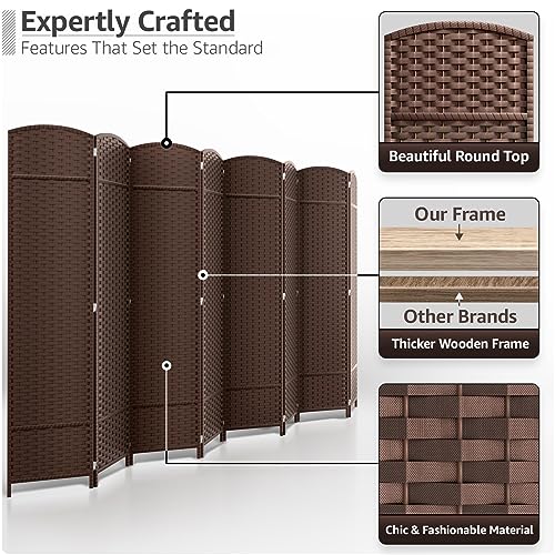 Sorbus 8-Panel Black Room Divider, 6 ft Tall Folding Privacy Screen T242