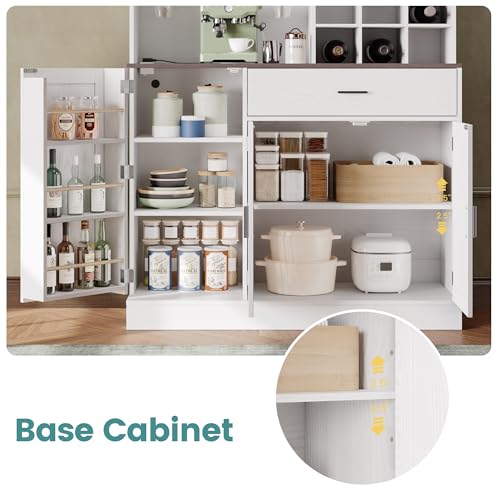 ANCTOR Kitchen Hutch Cabinet with Glass Doors and Storage K931