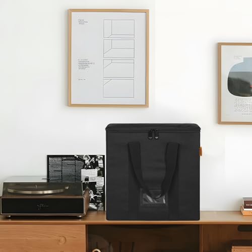 Vinyl Record Storage Box with Lid and Handle for 12 inch LP F282
