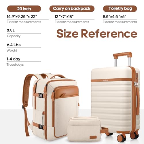Luggage Sets 3 Piece, Carry On 20 Inch Hardside Suitcase with Spinner Wheels and TSA Lock J67858