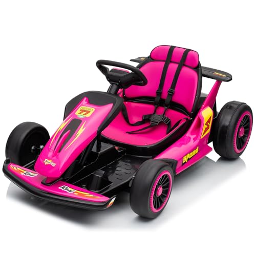 24V Electric Go Kart for Kids with 400W Motors, EVA Tires, Rose Red N76721