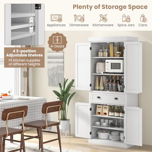 Tangkula 72" Tall Kitchen Pantry Cabinet with 2 Cabinets and Drawer X61390