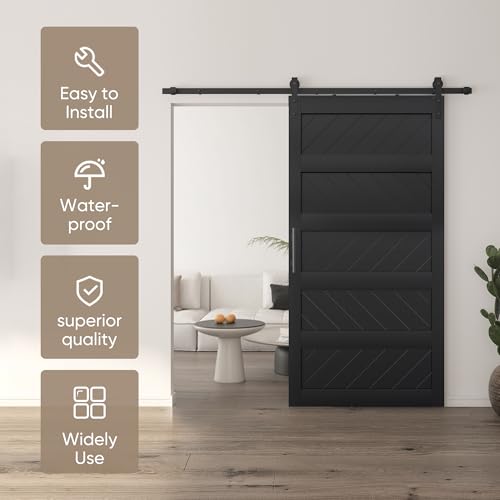 JUBEST 36" x 84" Sliding Barn Door Kit with Hardware, Black R91690